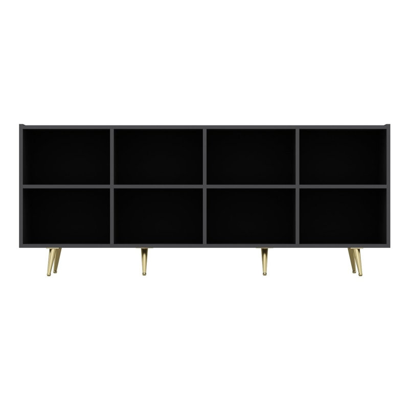 Console moderne de couleur anthracite 70,9 po x 29,5 po x 18,5 po | 100% panneau de particules enduit de mélamine, épaisseur: 0,7 pouce | Conception géométrique élégante, parfaite pour le vestibule, le salon et les espaces contemporains