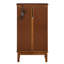 Vitrine de style classique en chêne avec verre trempé et dossier en miroir-381845995