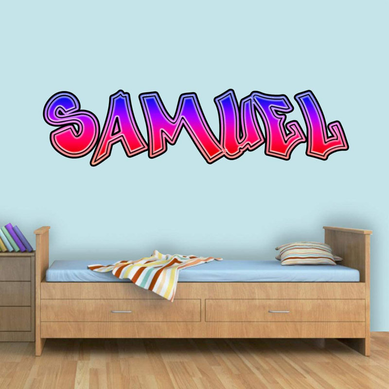 Adhésif décoratif graffiti personnalisé, Bleu / Rouge, H 12 po x l 40 po