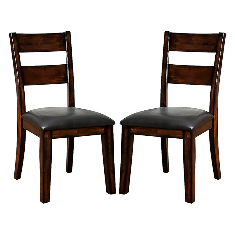 2 chaises de salle à manger rembourrées en cerisier foncé, bois massif, dossier en cerisier, chaises, base stable