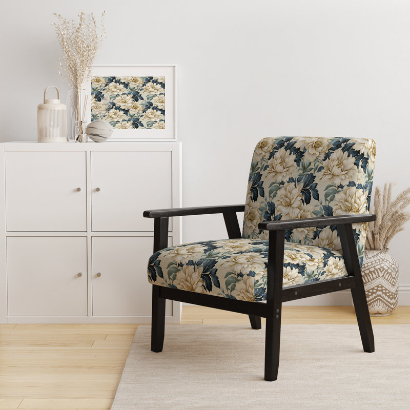 Chaise d'appoint florale Cobalt, Motifs victoriens contemporains I
