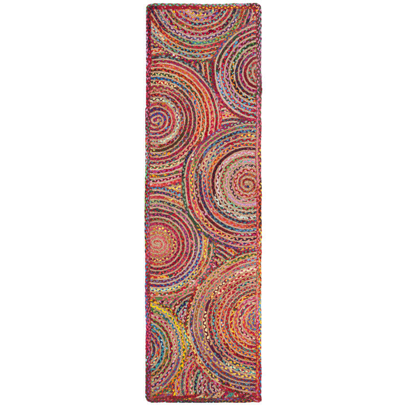 Herzig Geometric Handmade Flatweave Jut/Sisal/Cotton Red/Multi Area Rug Area Rug, Runner 2'3" x 10'