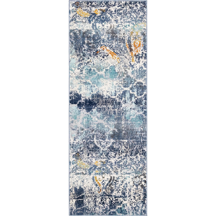 Tapis bleu/gris