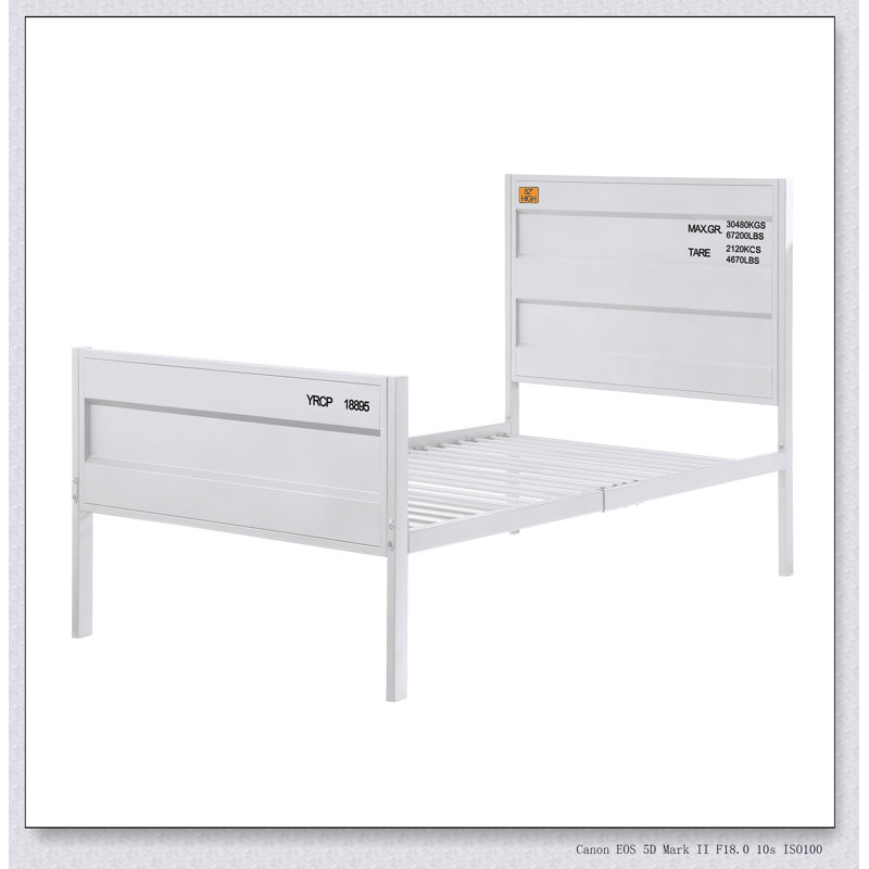 Structure de lit moderne avec tête de lit pour la chambre à coucher, Blanc, Double