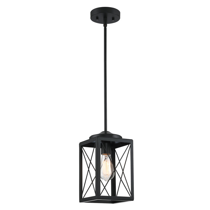 Luminaire suspendu rectangulaire à 1 lumière Gracela, Noir, H 62,25 po x l 6,5 po x P 6,5 po