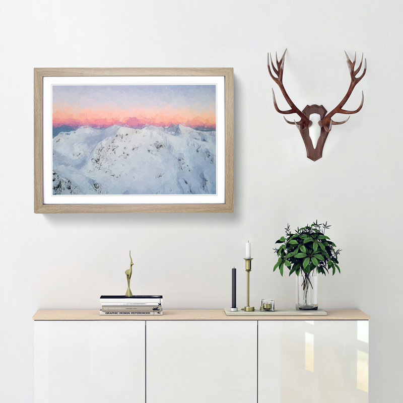 Pink Mountain Ridge in Romania in Abstract - Framed Print, Oak, 60cm H x 91cm W x 2cm D