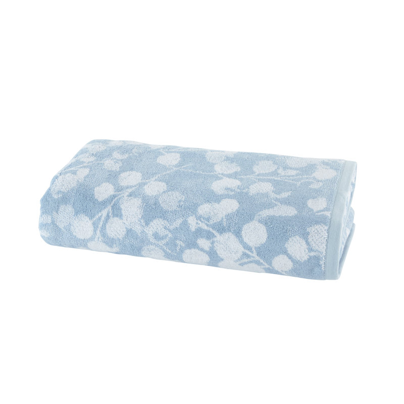 Rosée Blue Bath towel, Blue and White, Rosée Bath Sheet towel, Contemporary Floral