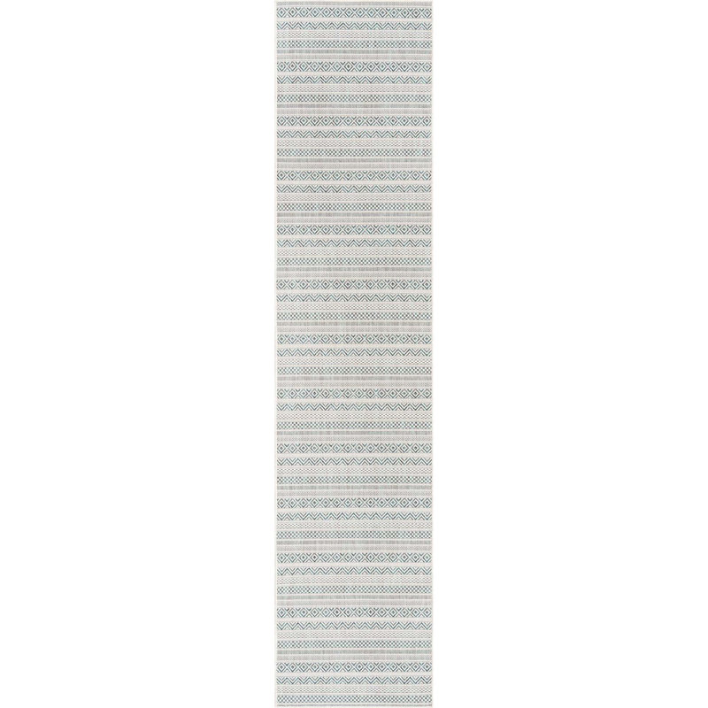 Tapis bleu sarcelle intérieur / extérieur Hewitt, Tapis de couloir 2 pi 7 po x 12 pi