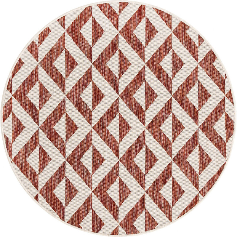 Outdoor Destiny Area Rug Red Color, Round 4'