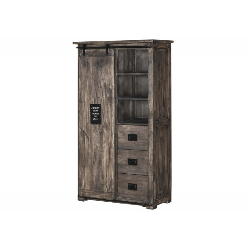 Railway 1 Door Wardrobe, Grey