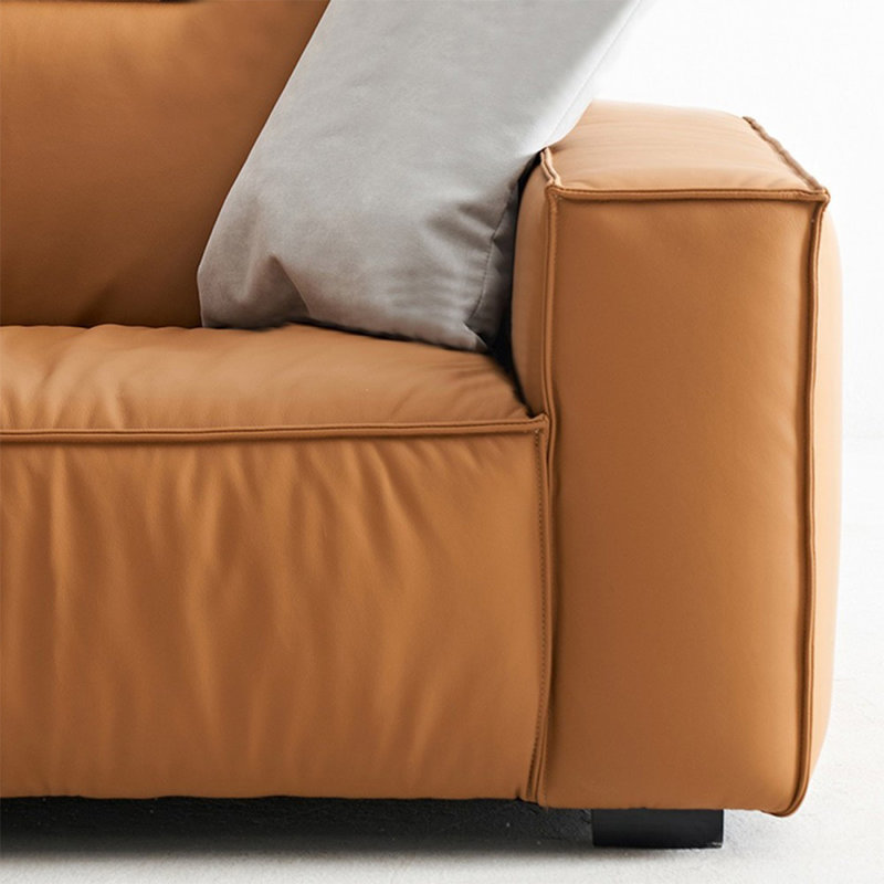 Causeuse coussin orange en cuir véritable