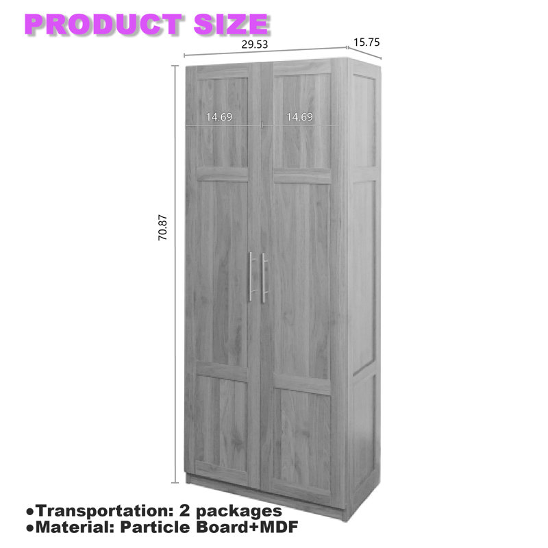 Armoire de rangement à 2 portes avec tablettes réglables, armoire de cuisine autoportante pour la salle à manger, le salon et le bureau personnel