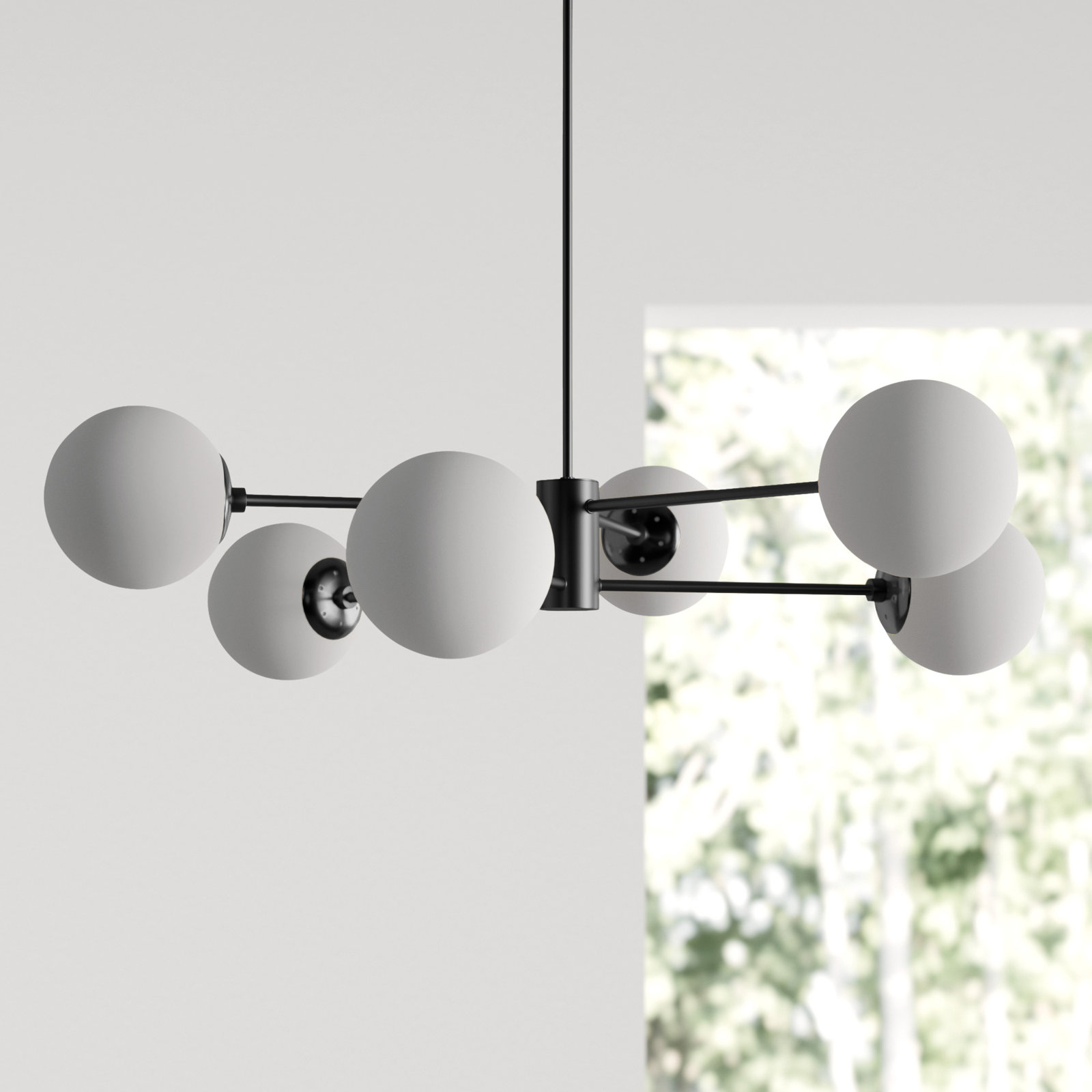 Glint 6 - Light Dimmable Sphere Chandelier, Black