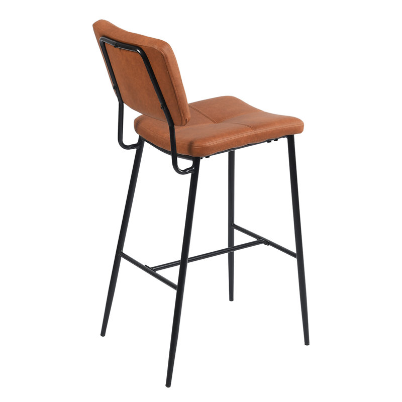 Yelton Upholstered Counter Stool with Metal Frame, Brown