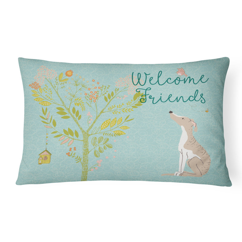  Coussin intérieur / extérieur Welcome Friends Whippet, Gris
