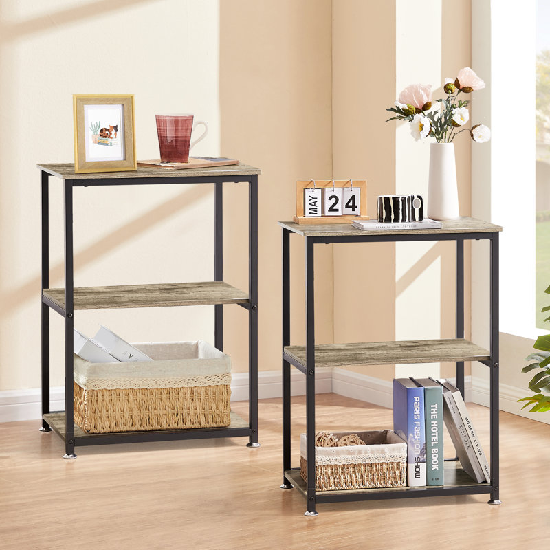 Ortha 3-Tiers Nightstand, End Sofa Table With Storage Shelves, Night Stand For Bedroom Living Room Hallway Study,Set Of 2