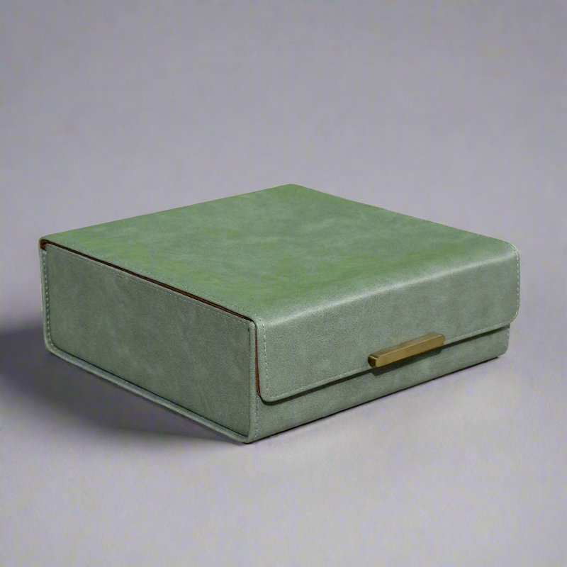 Leather Jewelry Box for Him, Moss Green