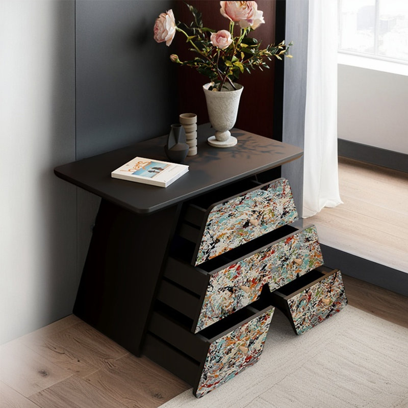 Artistic wooden accent cabinet for sofa side cabin, Nut Brown