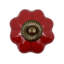 Ensemble de six boutons de tiroir en céramique en forme de fleur rouge