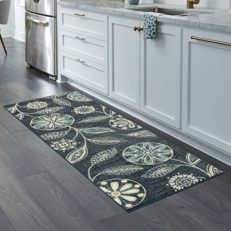 Adderley Floral Persian Blue Area Rug, Runner 2' x 6'