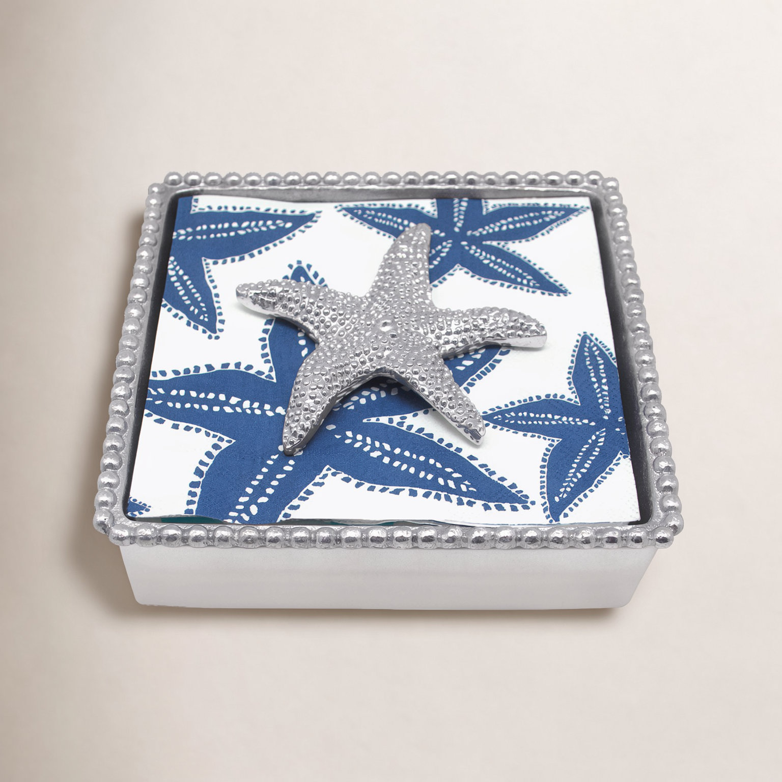 Seaside Starfish Beaded Napkin Box Set