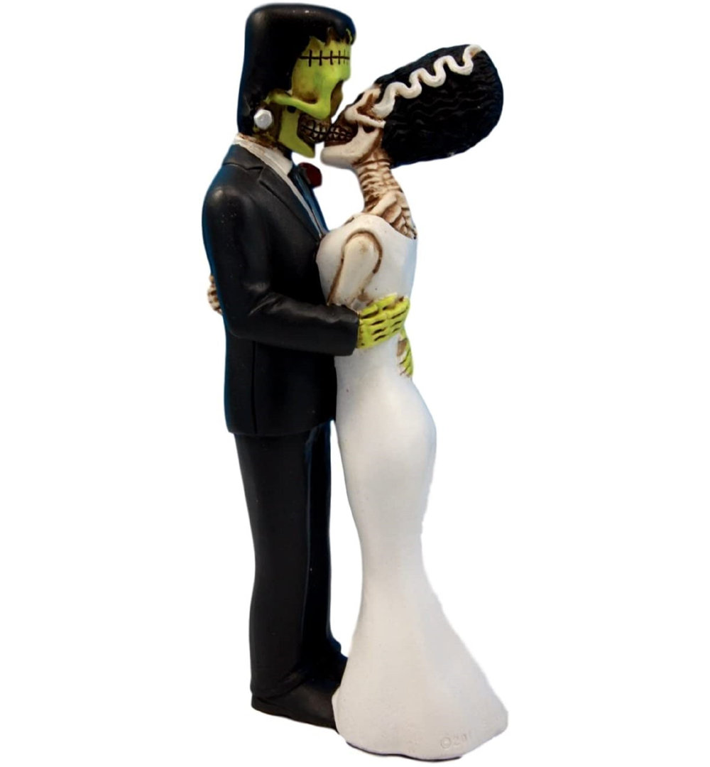 Ebros Day Of The Dead Wedding True Love Kiss Skeleton Frankenstein Skull Bride And Groom Couple Figurine Graveyard Macabre Ossuary Halloween Bridal Spooky Home Decor Statue The Holiday Aisle®