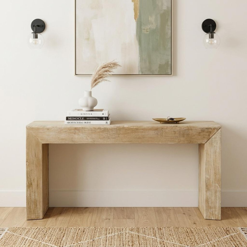 Console 72 po en bois massif naturel patiné