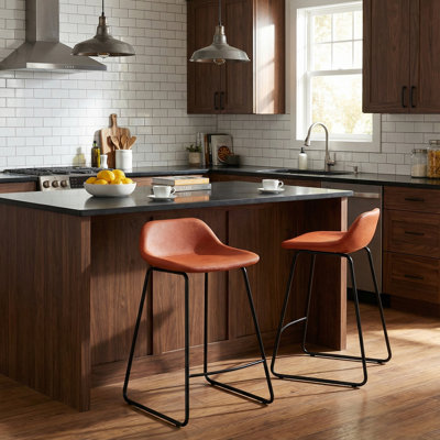 Maugansville Upholstered Counter Stool with Metal Frame