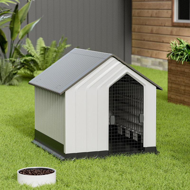 Wadley Pet Crate with 1 Door, 60cm H x 62cm W x 61cm D, Grey/White