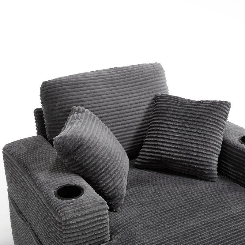 Canapé en velours Corduroy, Gris