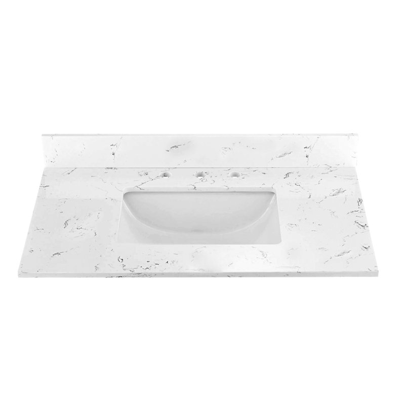 Plateau de meuble-lavabo simple 48 po en pierre reconstituée avec lavabo - pour remplacement de meuble-lavabo, sans armoire