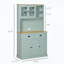 Armoire de rangement garde-manger bleu clair avec portes en verre et tablettes réglables