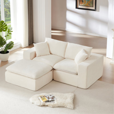 Chenille blanche moderne 2 - nuage de siège, tissu, particules d'éponge à haute densité, convient aux appartements de couleur, doux et, rembourrage, comme conception, bureaux