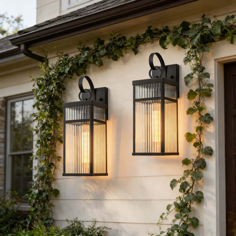 Modern Outdoor Wall Lantern Sconce Light Fixture, Waterproof Exterior Lighting For Porch, Patio, And House, Set Of 2