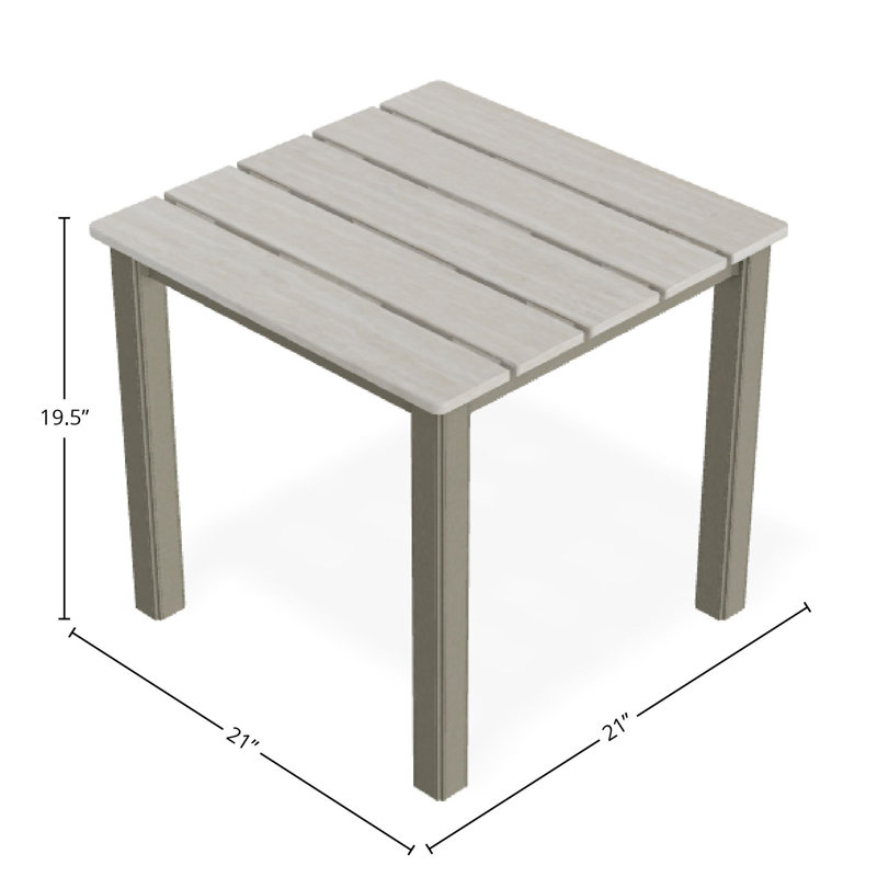 Table de bout d'extérieur carrée en polymère rustique 21 po, Sbow / tempête