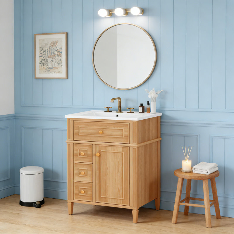 Meuble-lavabo 24 po avec lavabo, Bois, Bois
