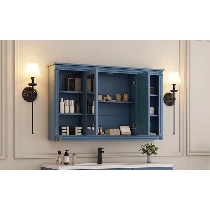 Armoire de toilette avec miroir 47 po, Bleu