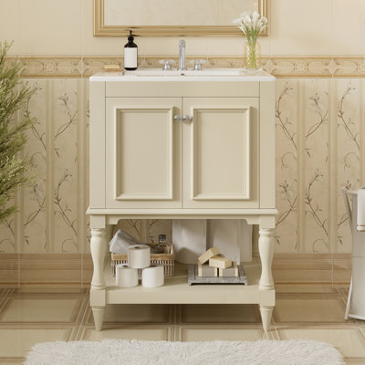 Meuble-lavabo avec lavabo, 2 portes et tablette ouverte