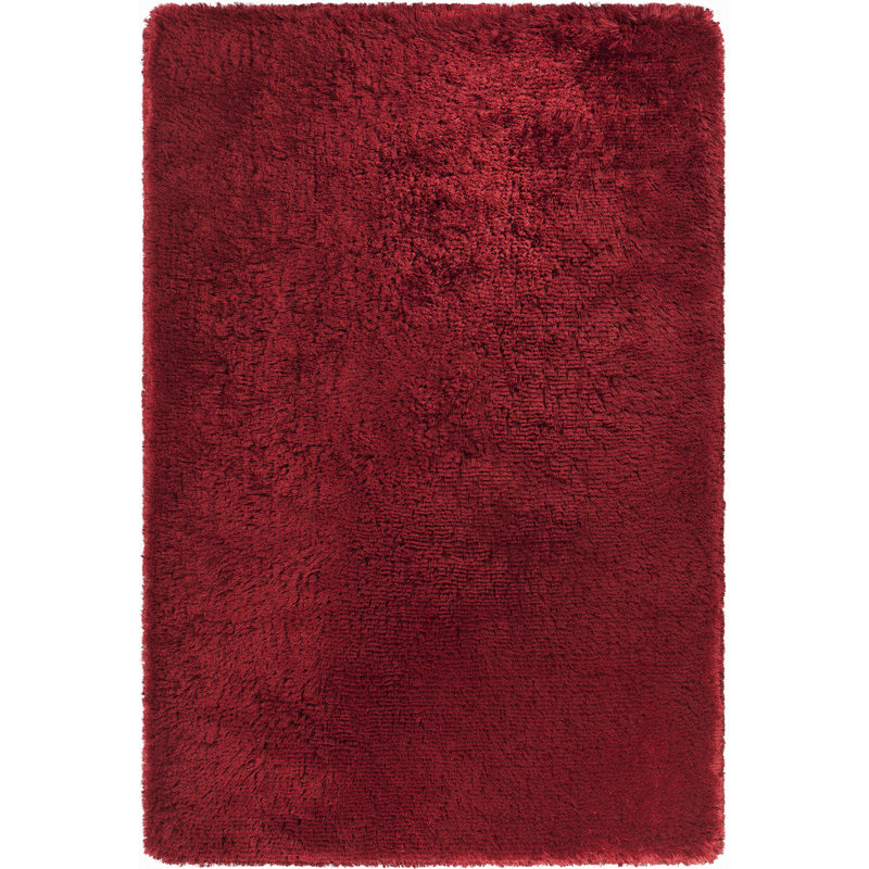 Tapis blanc en polyester à poils longs tissé à la main Joellen, Blanc, Rectangle 8 pi 6 po x 8 pi 6 po