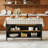 Spacious Farmhouse Kitchen Islands, Mdf And Metal, Rustic Dining Solution