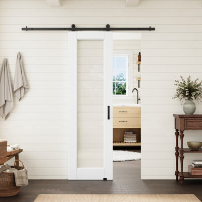 Porte de dalle en verre transparent 24 po x 1 po 24 po x 1 po, dalle de porte intérieure en verre trempé fritté en céramique, apprêté blanc / préfini, porte française à âme solide, porte de garde-manger, garde-robe