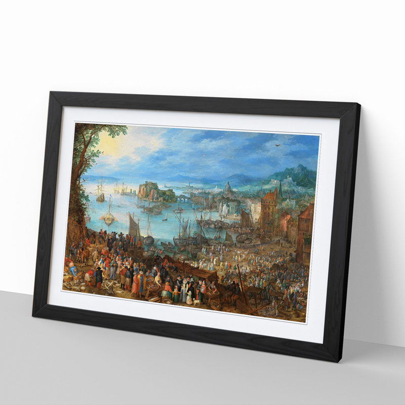 Great Fish Market by Pieter Bruegel the Elder - Picture Frame Painting, Black Framed, 36cm H x 48cm W x 2cm D