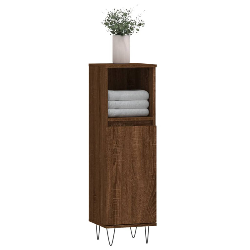 Huard Freestanding Linen Cabinet, Brown Oak