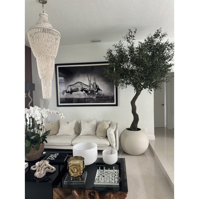 Artificial Olive Tree 30? Globe Planter, Beige