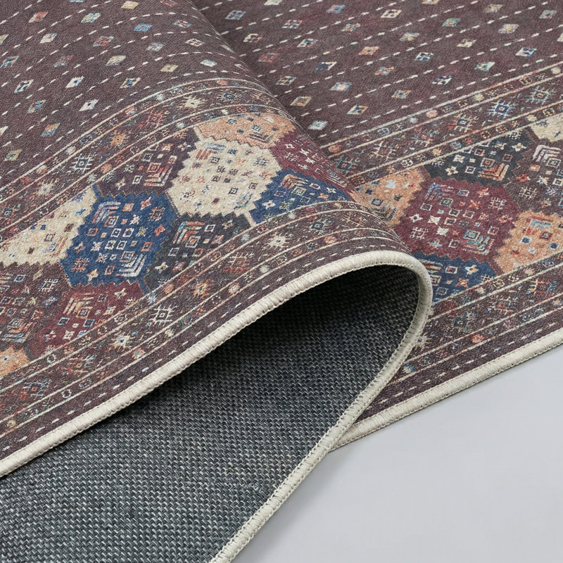 Tapis à motif géométrique marocain Thambiah, Brun, Rectangle 3 pi 4 po x 6 pi 7 po