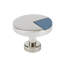 Spectra large round knob in Platinum finish with Blue Titanium