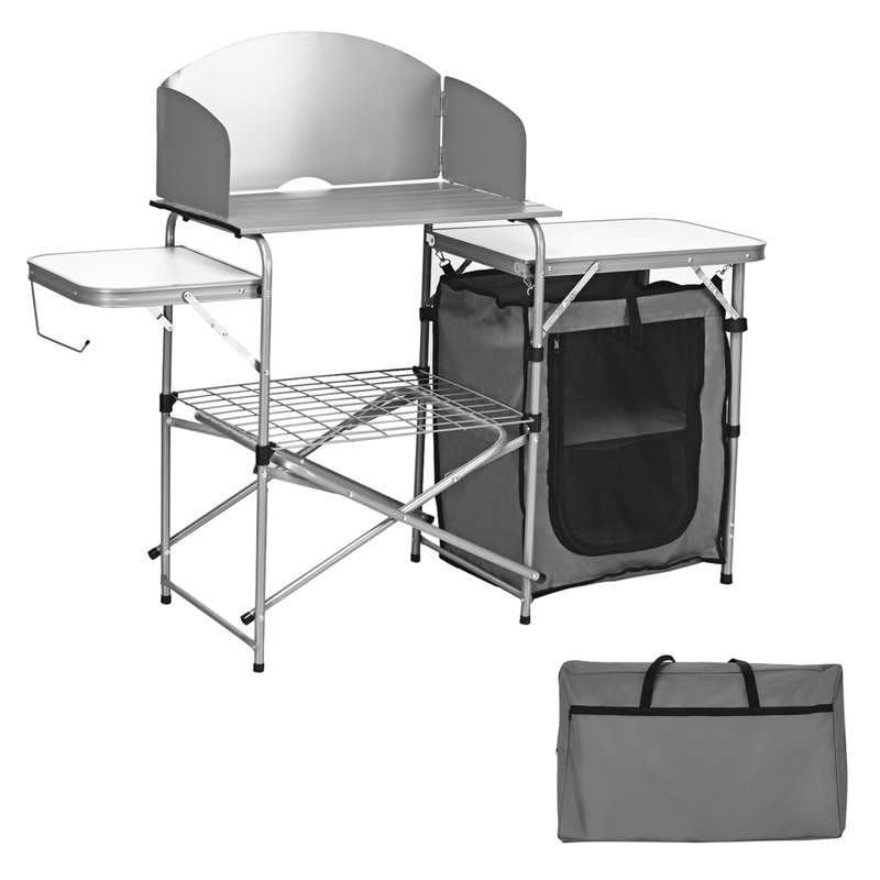 Table de barbecue portative Gymax, gris