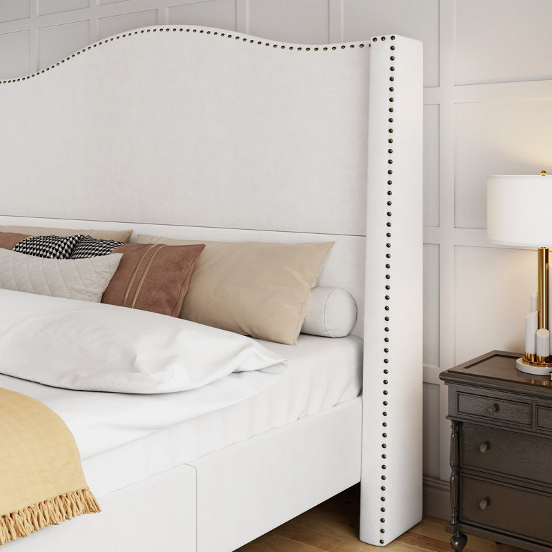 Lit plateforme tapissier Ameera, Grand, gris