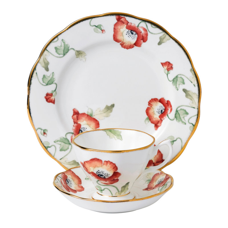 100 Years of Royal Albert - Plate, Teacup & Saucer Set, Poppy (1970)