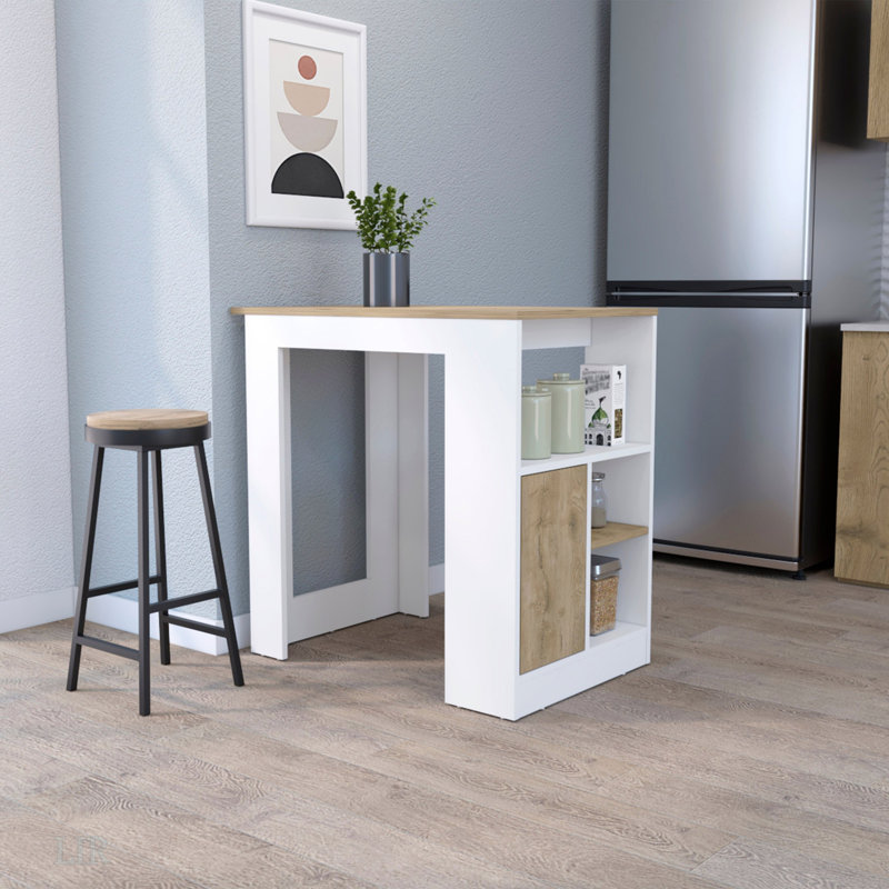 Îlot de cuisine Aurora avec compartiment ouvert et armoire, îlot de cuisine